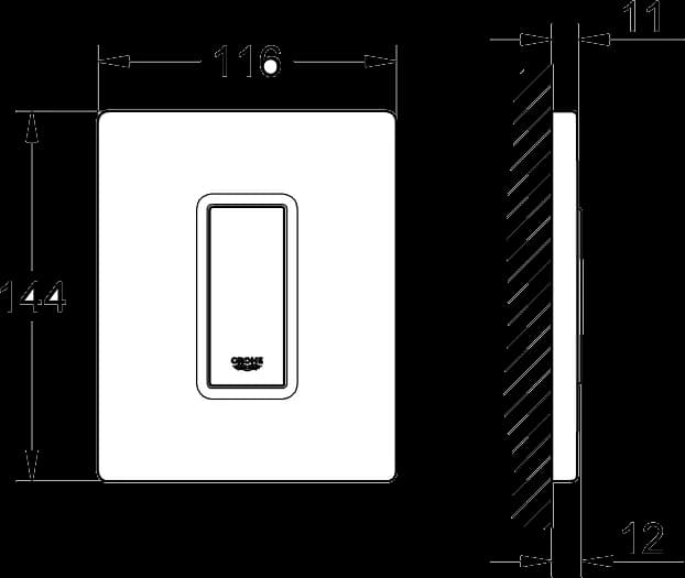GROHE Skate Cosmopolitan Placă de acţionare - desen tehnic cu cote