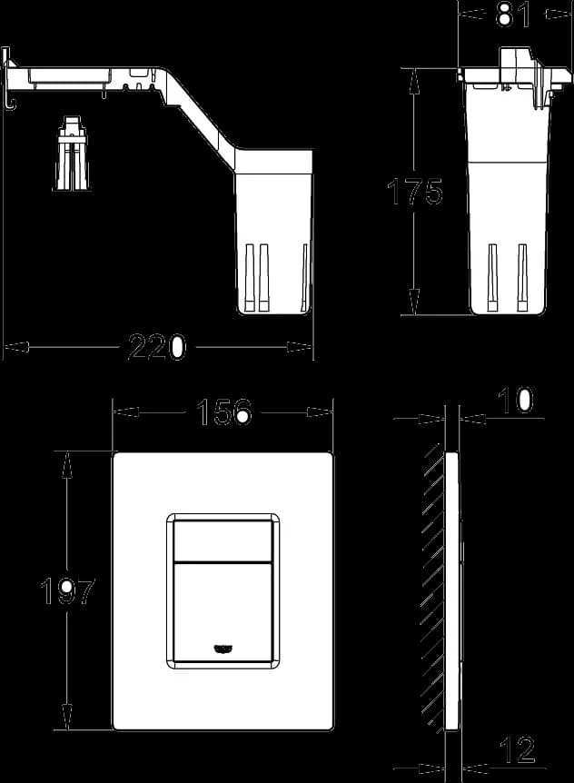 GROHE Skate Cosmopolitan Set Fresh Placă de acţionare - desen tehnic cu cote