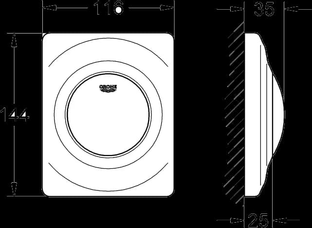 GROHE Surf Placă de acţionare - desen tehnic cu cote