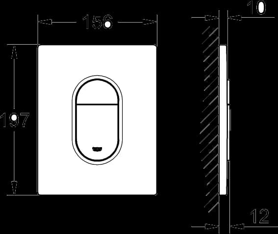 GROHE Arena Cosmopolitan Placă de acţionare - desen tehnic cu cote