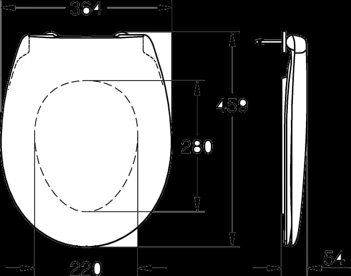 GROHE Bau Ceramic Colac vas WC cu închidere lentă - desen tehnic cu cote