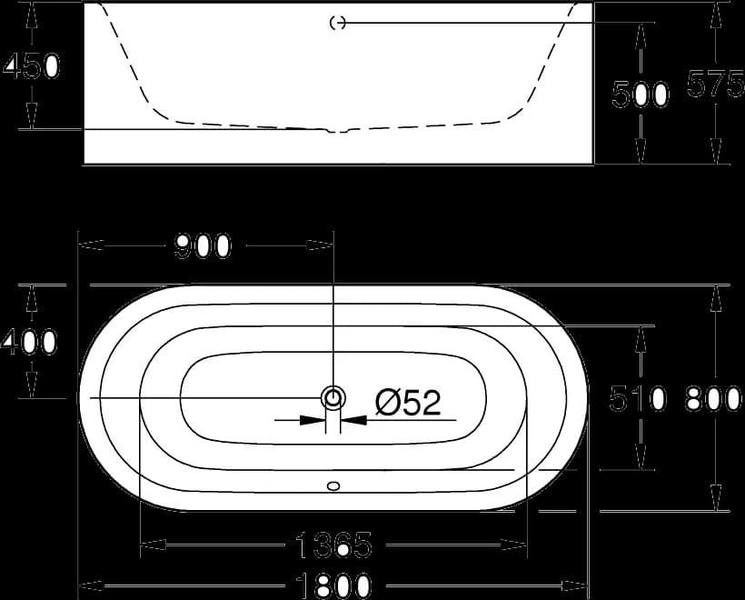 GROHE Essence Cadă - desen tehnic cu cote
