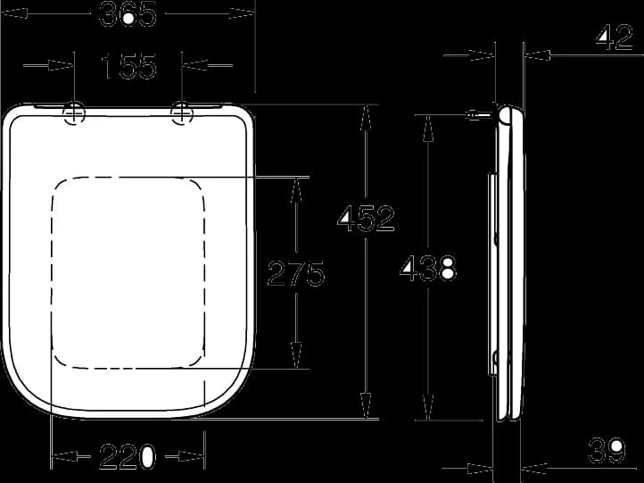 GROHE BauEdge Ceramic Colac vas WC cu închidere lentă - desen tehnic cu cote