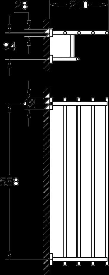 GROHE Essentials Cube Suport prosop multiplu - desen tehnic cu cote