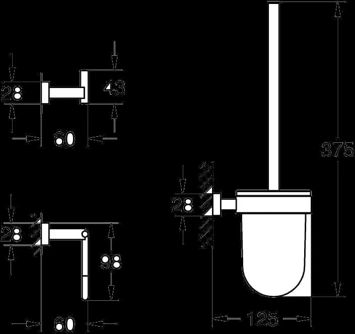 GROHE Essentials Cube Set accesorii 3 în 1 City restroom - desen tehnic cu cote