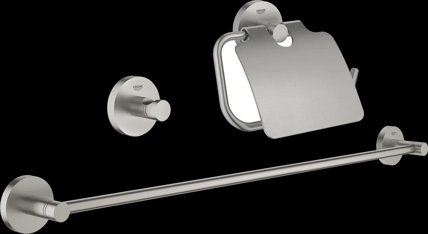 GROHE Essentials Set accesorii 3 în 1 Guest bathroom - finisaj Supersteel Infinity