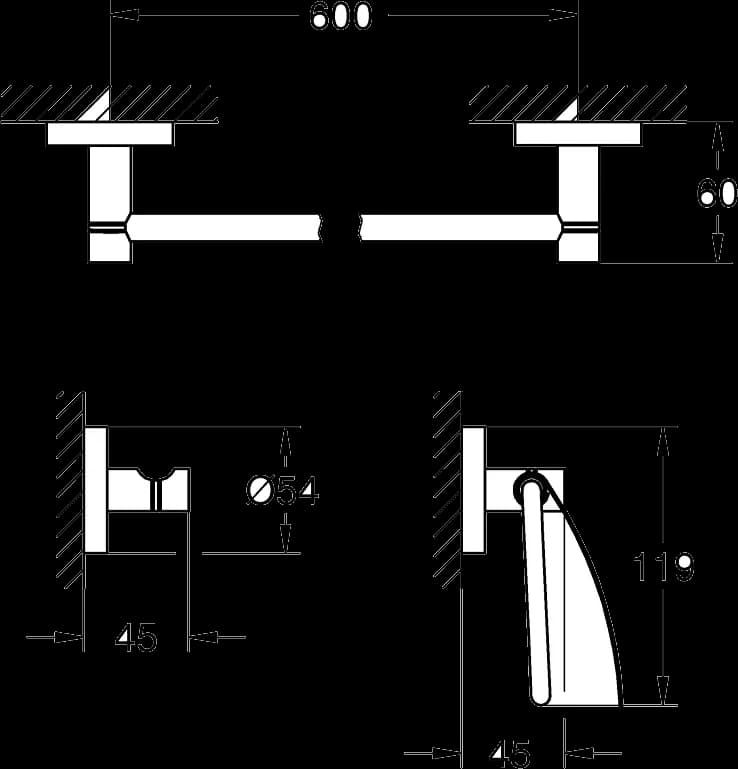GROHE Essentials Set accesorii 3 în 1 Guest bathroom - desen tehnic cu cote