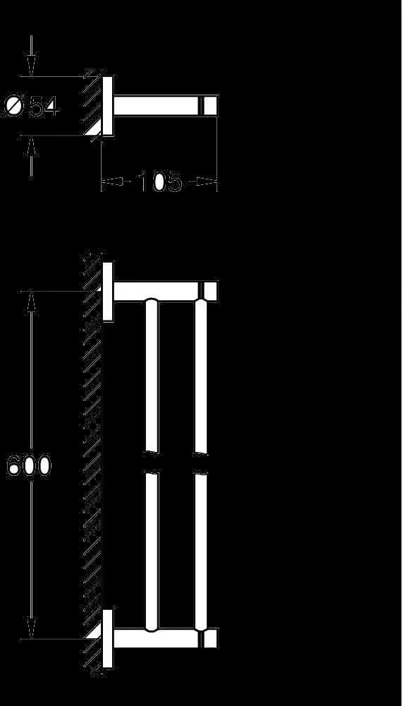 GROHE Essentials Suport dublu pentru prosop - desen tehnic cu cote