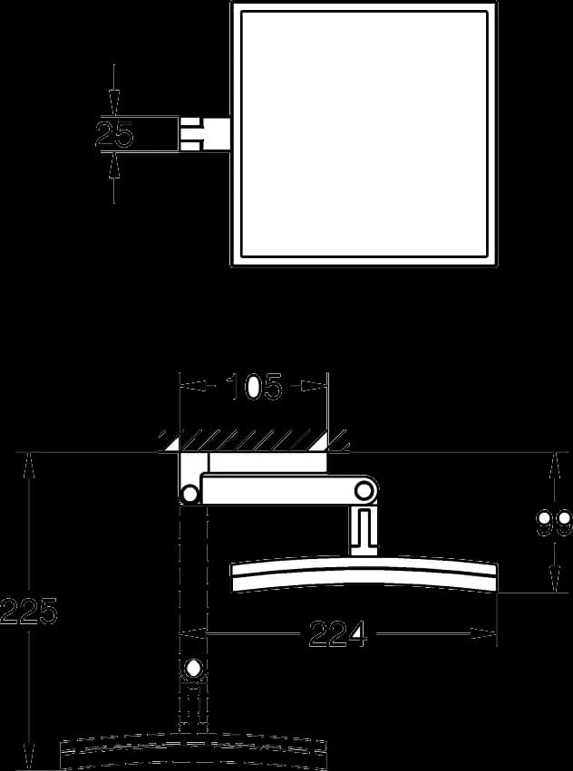 GROHE Selection Cube Oglindă cosmetică - desen tehnic cu cote
