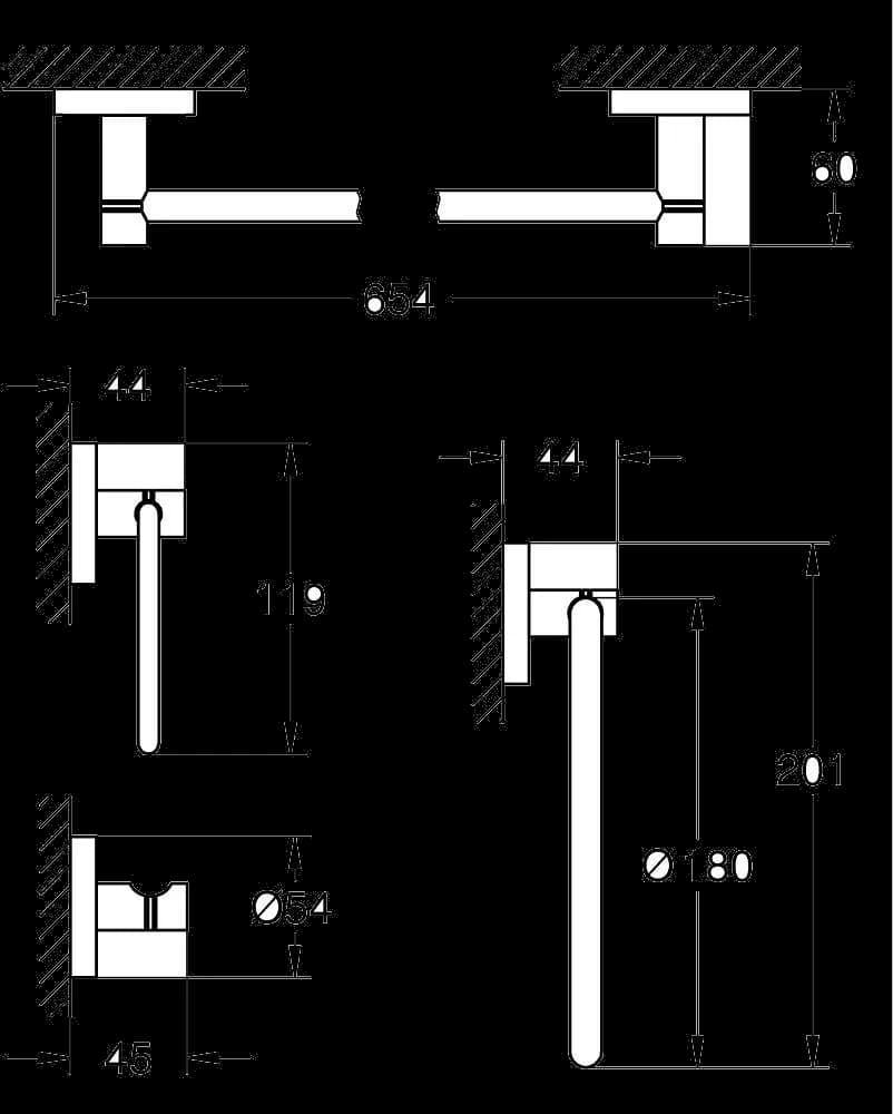 GROHE Essentials Set accesorii 4 în 1 Master bathroom - desen tehnic cu cote