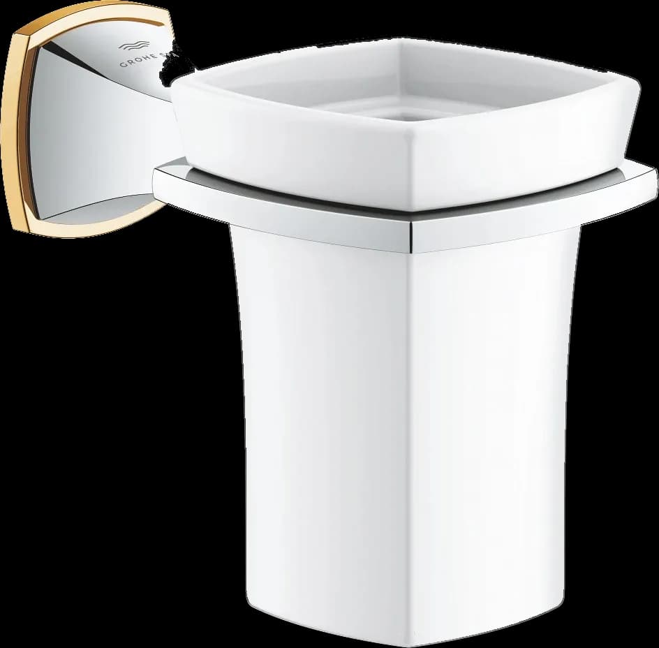 GROHE Grandera Suport cu pahar ceramic - finisaj Crom, auriu