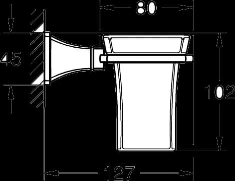 GROHE Grandera Suport cu pahar ceramic - desen tehnic cu cote
