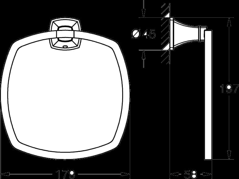GROHE Grandera Inel pentru prosop - desen tehnic cu cote