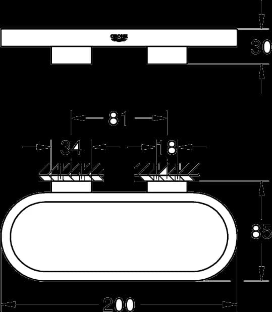 GROHE Selection Inel / suport pentru prosop - desen tehnic cu cote