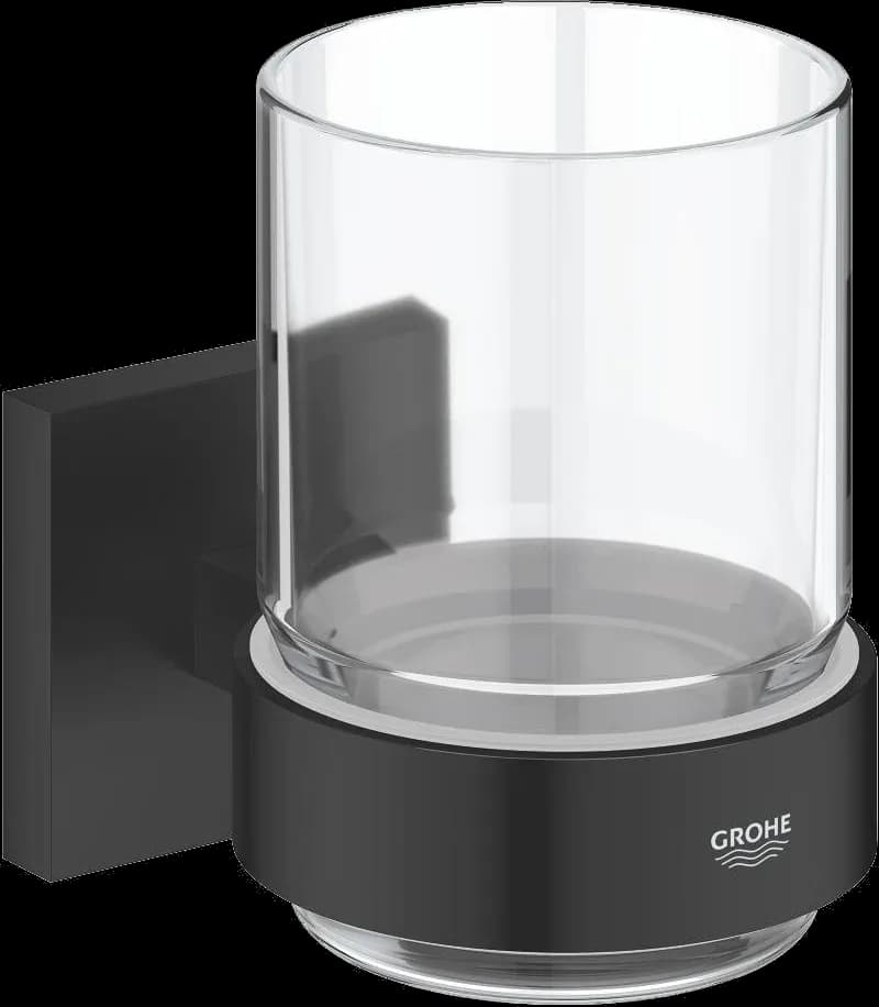 GROHE Start Cube Pahar de sticlă cu suport - finisaj Negru - Matt Black