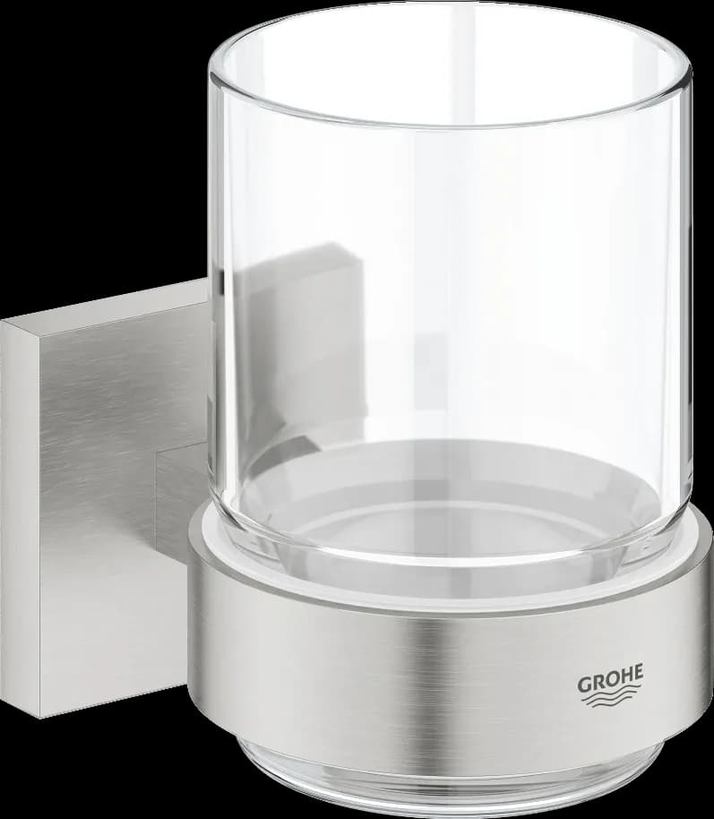 GROHE Start Cube Pahar de sticlă cu suport - finisaj Supersteel Infinity