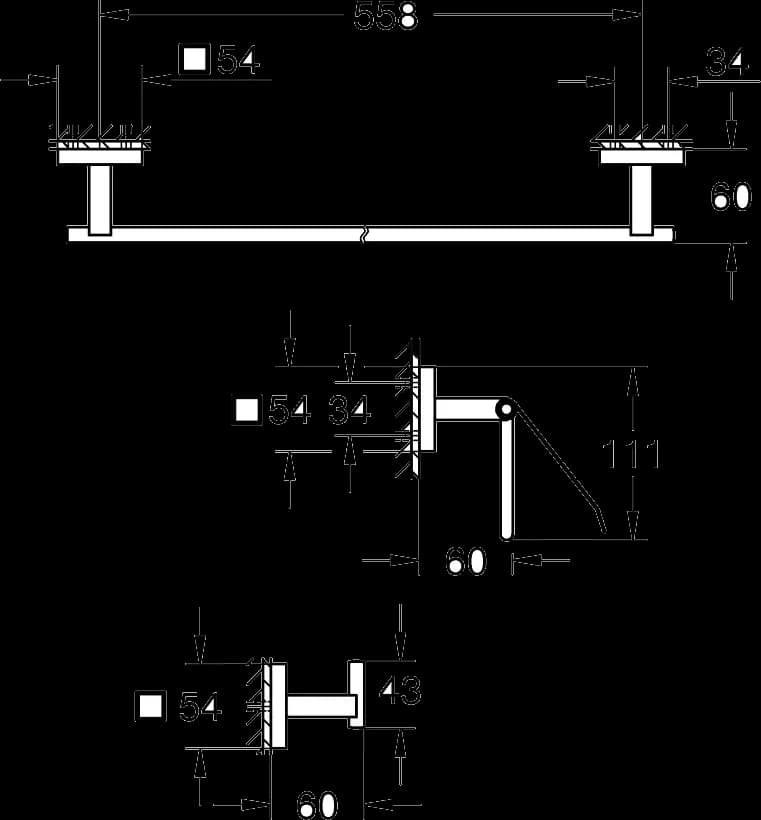 GROHE Start Cube Set accesorii 3 în 1 Guest bathroom - desen tehnic cu cote