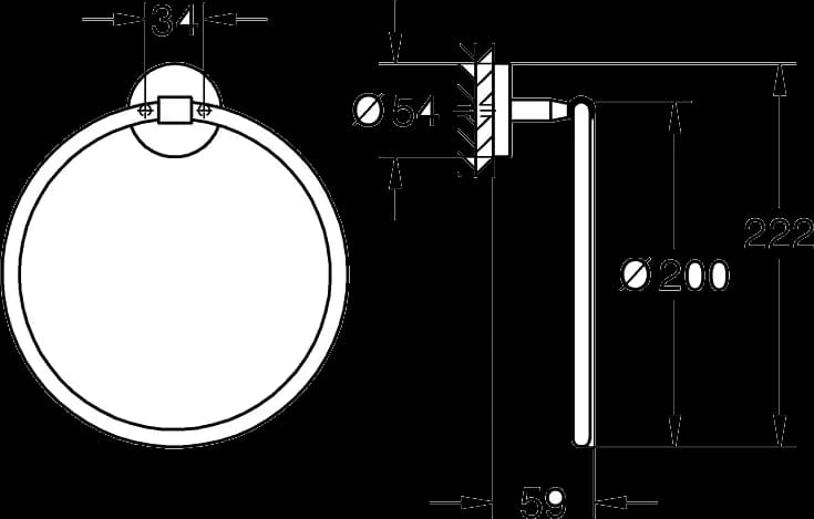 GROHE Start Cosmopolitan Inel pentru prosop - desen tehnic cu cote