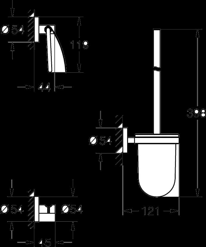 GROHE Start Set accesorii 3 în 1 City restroom - desen tehnic cu cote