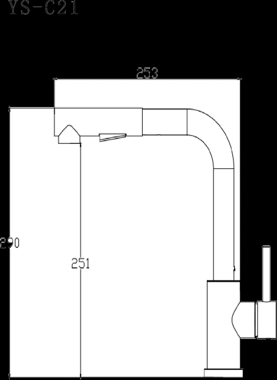 Baterie bucătărie YS-C21 - pipă extractibilă - negru mat