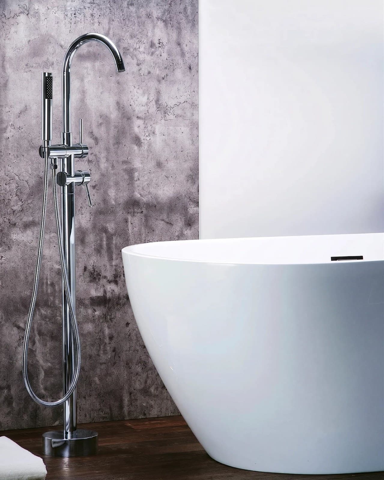 Baterie cadă freestanding JH-9002 cu duș de mână - crom - montat