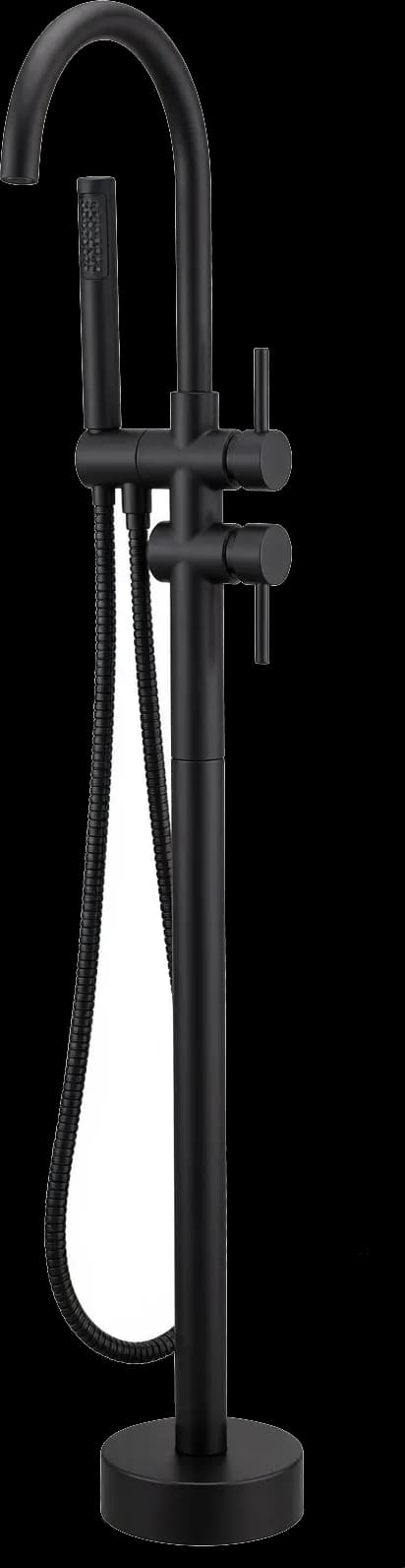 Baterie cadă freestanding JH-9002 cu duș de mână - negru mat