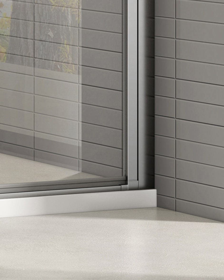 Cabină de duș colț cu ușă batantă și panou fix sticlă NANO 8mm - montat