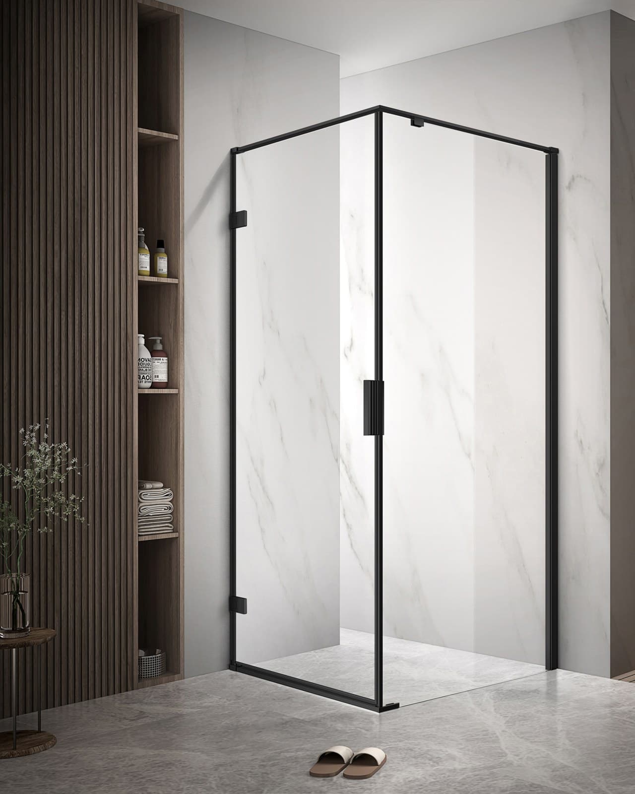 Cabină de duș de colț cu ușă batantă cu sticlă NANO 8mm cu deschidere stânga