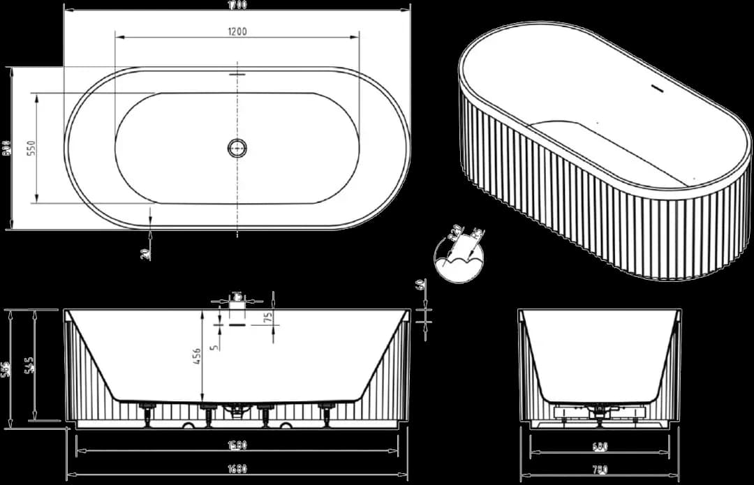 Cadă din acril freestanding Aria JL6866