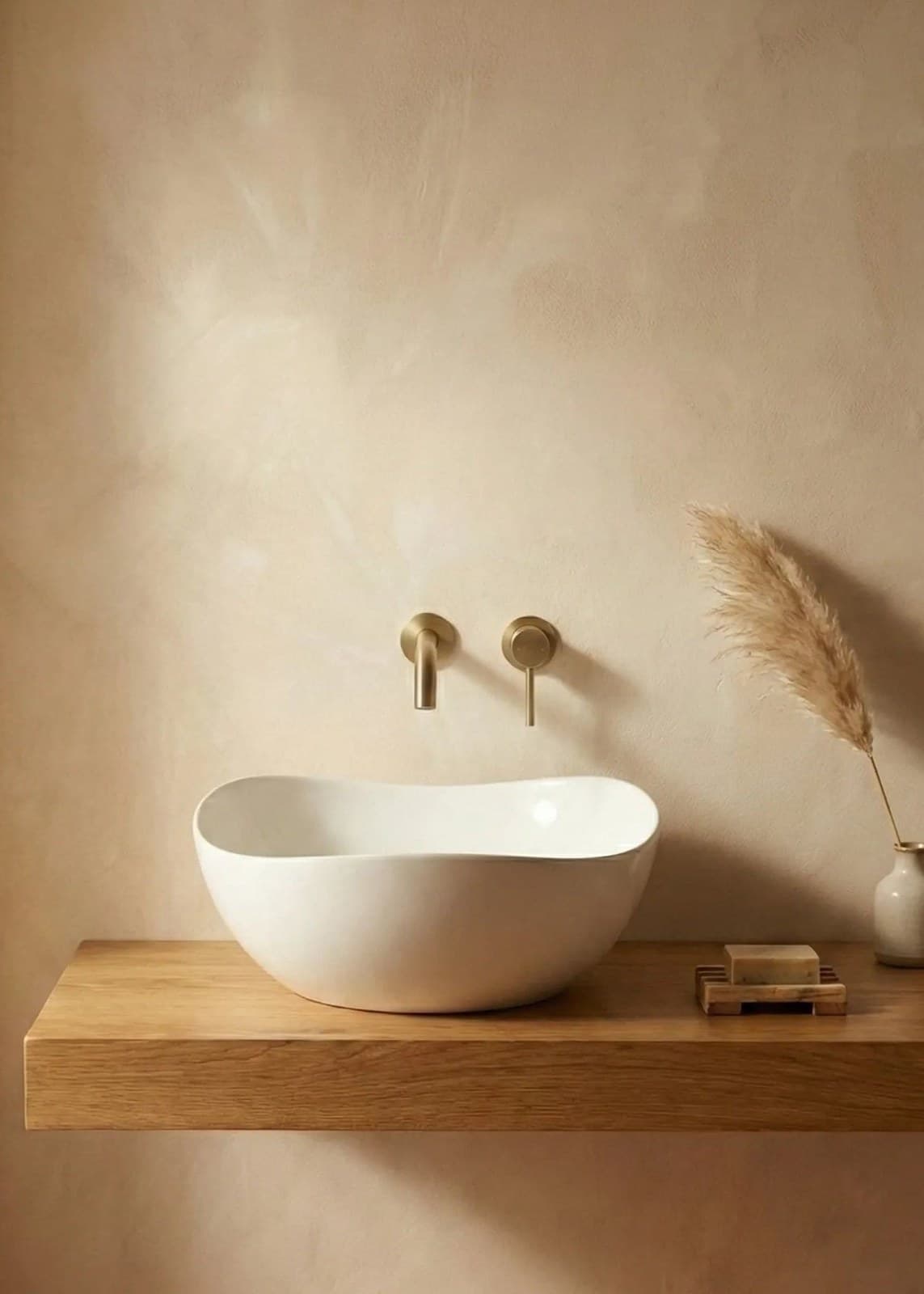 Lavoar ceramic A708 - alb lucios, formă atipică cu linii fluide - montat