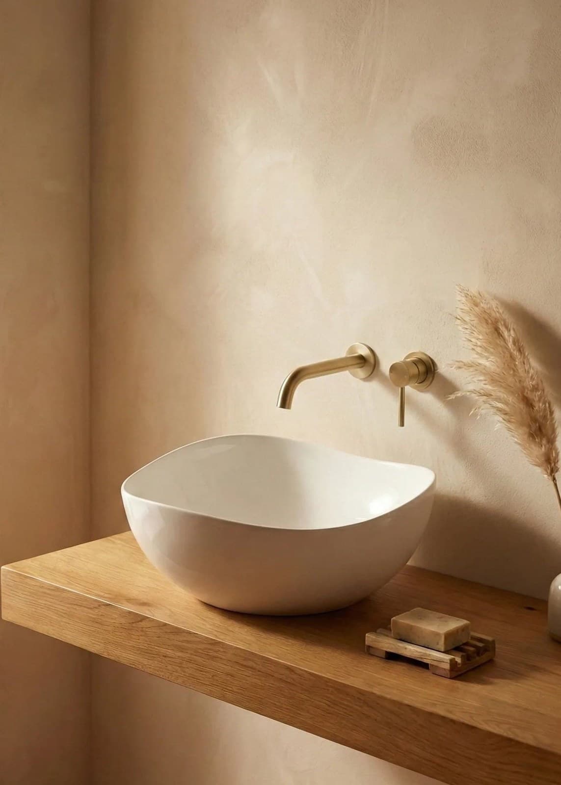 Lavoar ceramic A708 - alb lucios, formă atipică cu linii fluide - montat