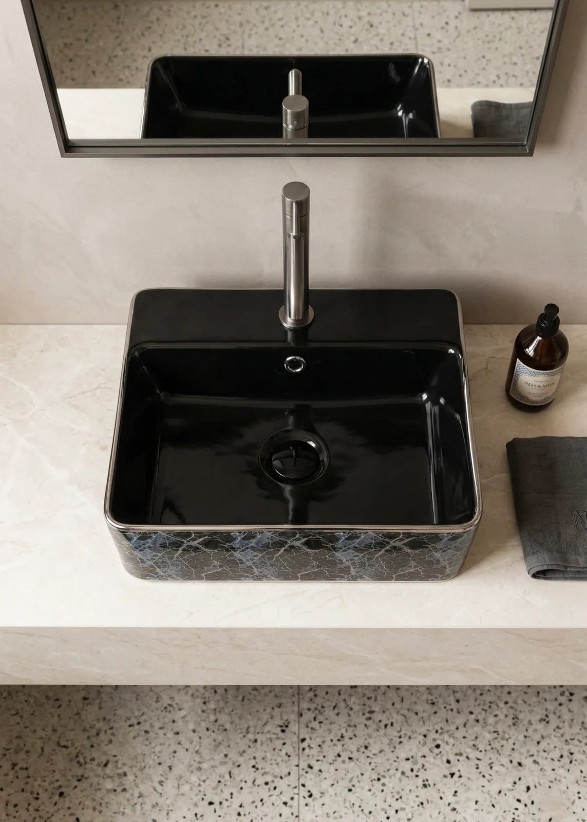 Lavoar ceramic dreptunghiular A449-KS264CBK - montat