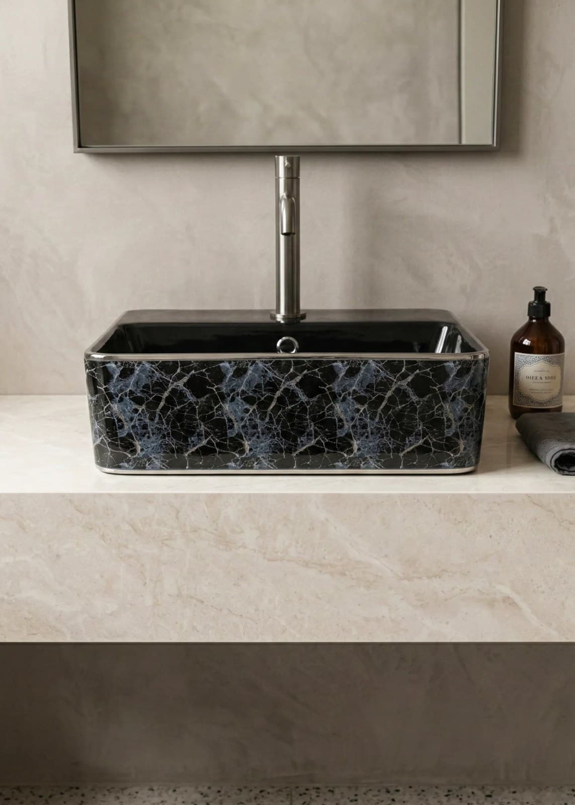 Lavoar ceramic dreptunghiular A449-KS264CBK - montat