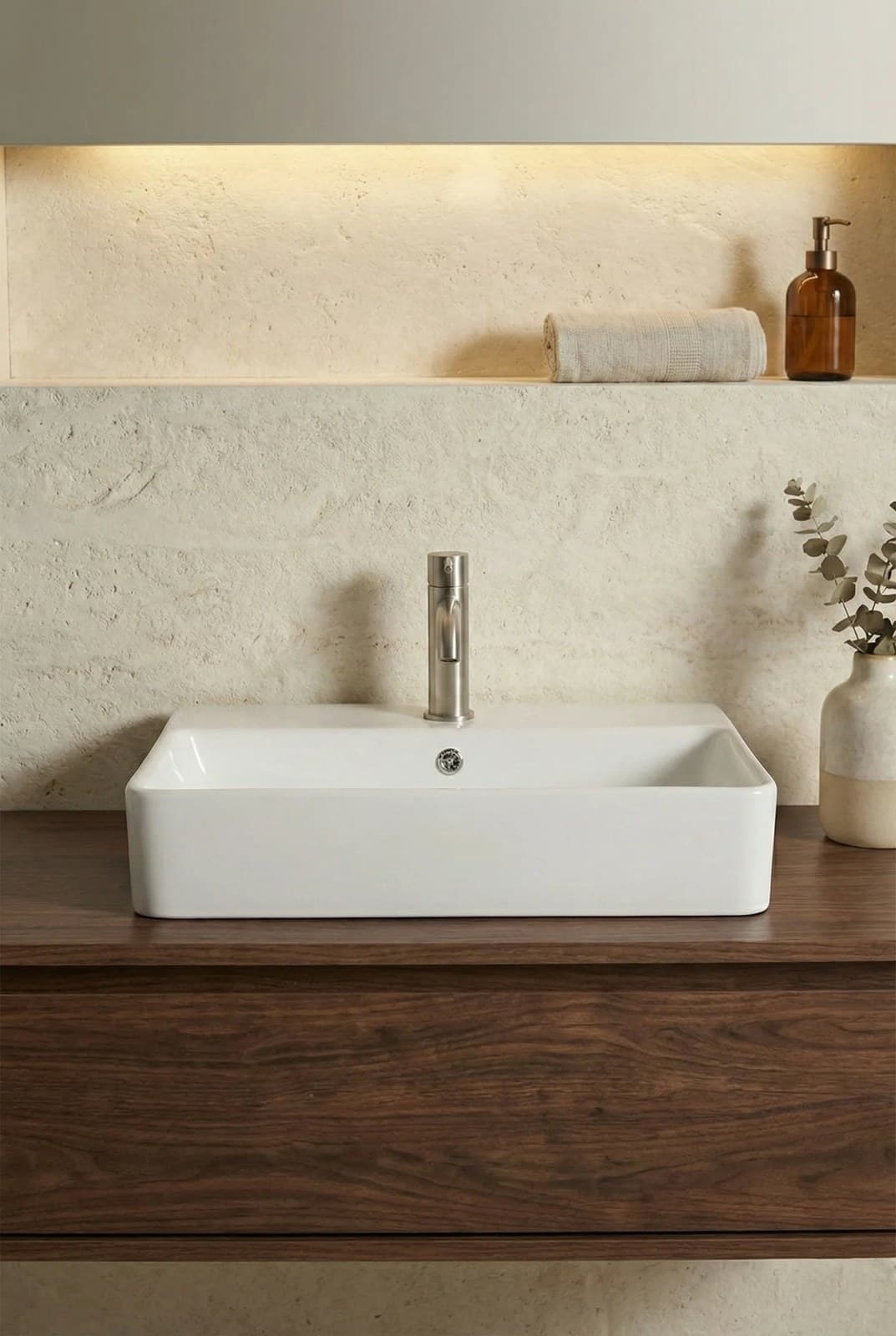 Lavoar ceramic dreptunghiular A451 - alb lucios - montat