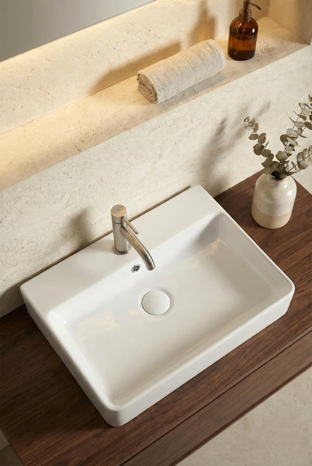 Lavoar ceramic dreptunghiular A451 - alb lucios - montat