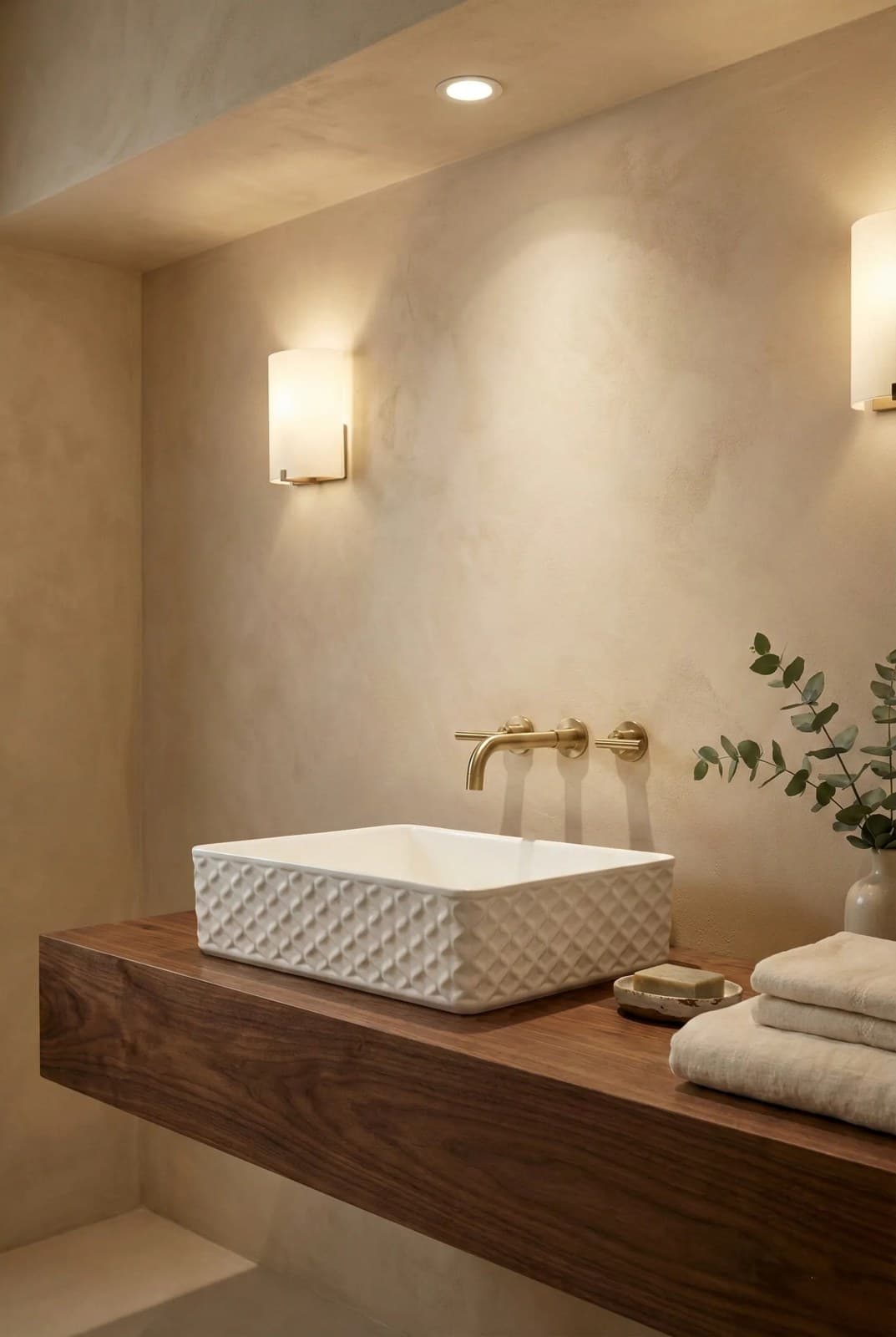 Lavoar ceramic dreptunghiular A789 - alb lucios cu exterior texturat - montat