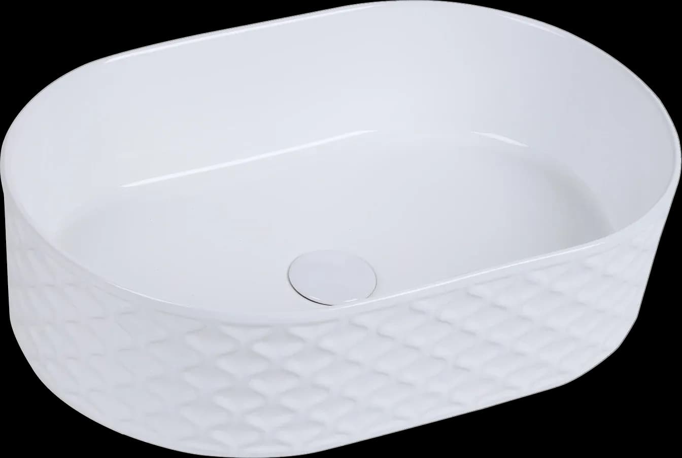 Lavoar ceramic oval A788 - alb lucios, exterior texturat
