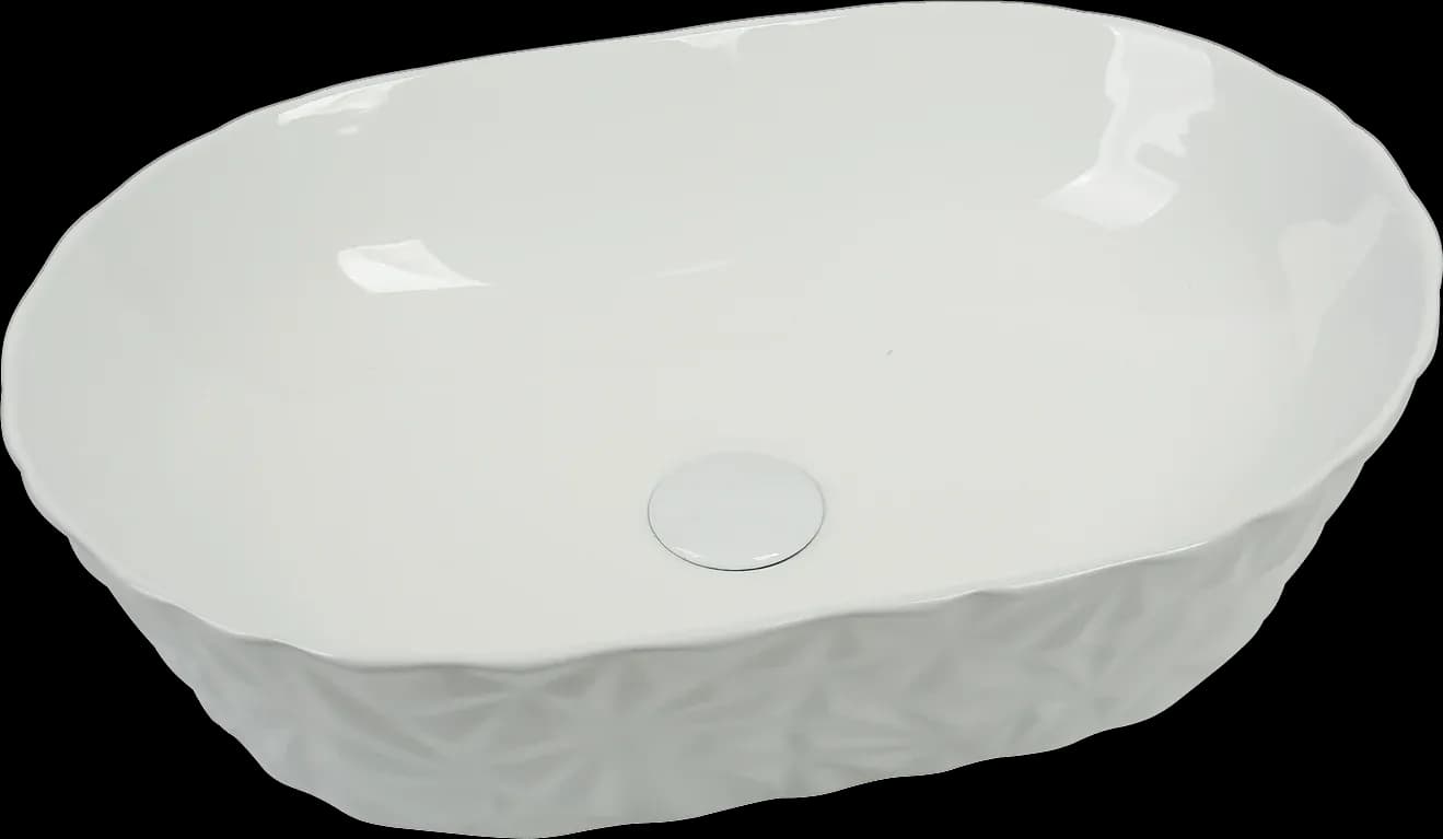 Lavoar ceramic oval A824 - alb lucios texturat
