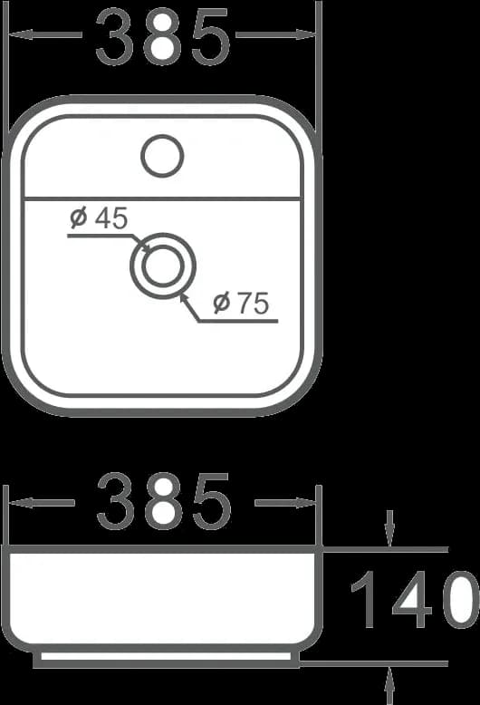 Lavoar ceramic pătrat A423B - alb lucios