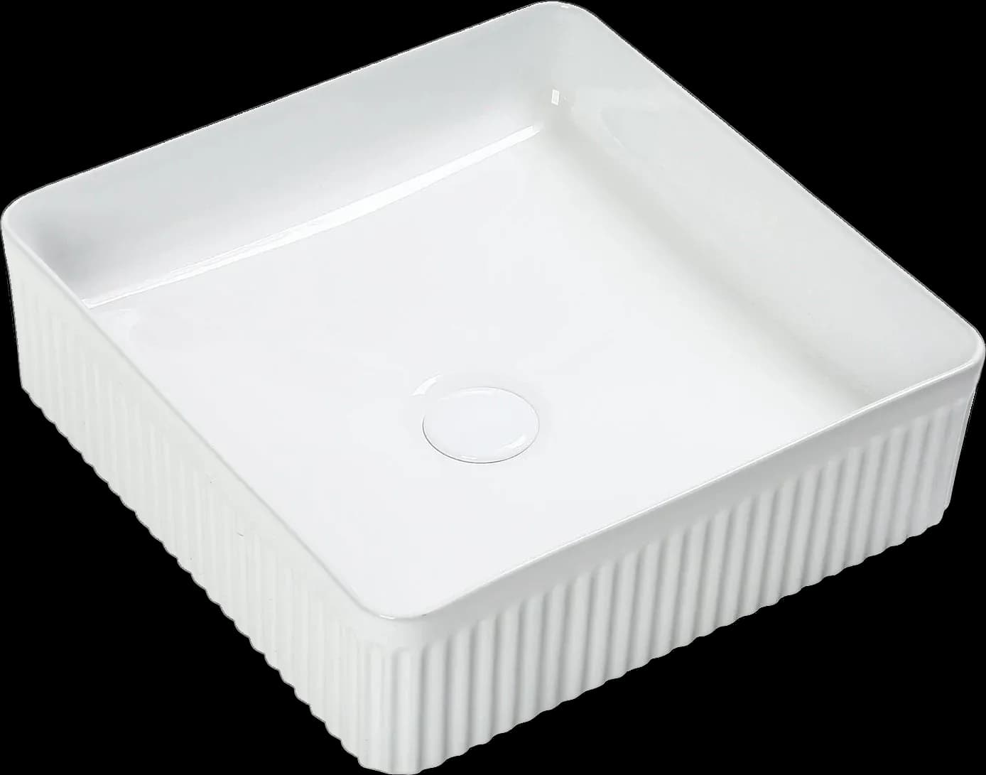 Lavoar ceramic pătrat A722 - alb lucios, exterior texturat