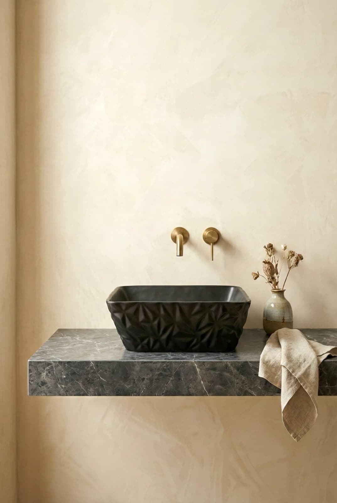 Lavoar ceramic pătrat A822-CBK-M - negru mat - montat