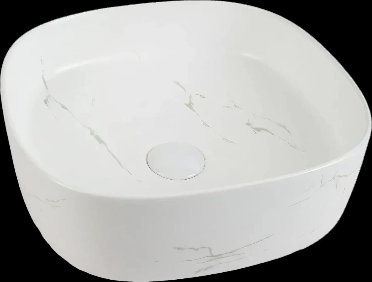 Lavoar ceramic pe blat alb cu finisaj marmorat - A707-CUGO7-M