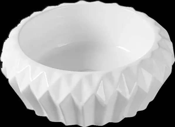 Lavoar ceramic rotund A535 - alb lucios, exterior geometric