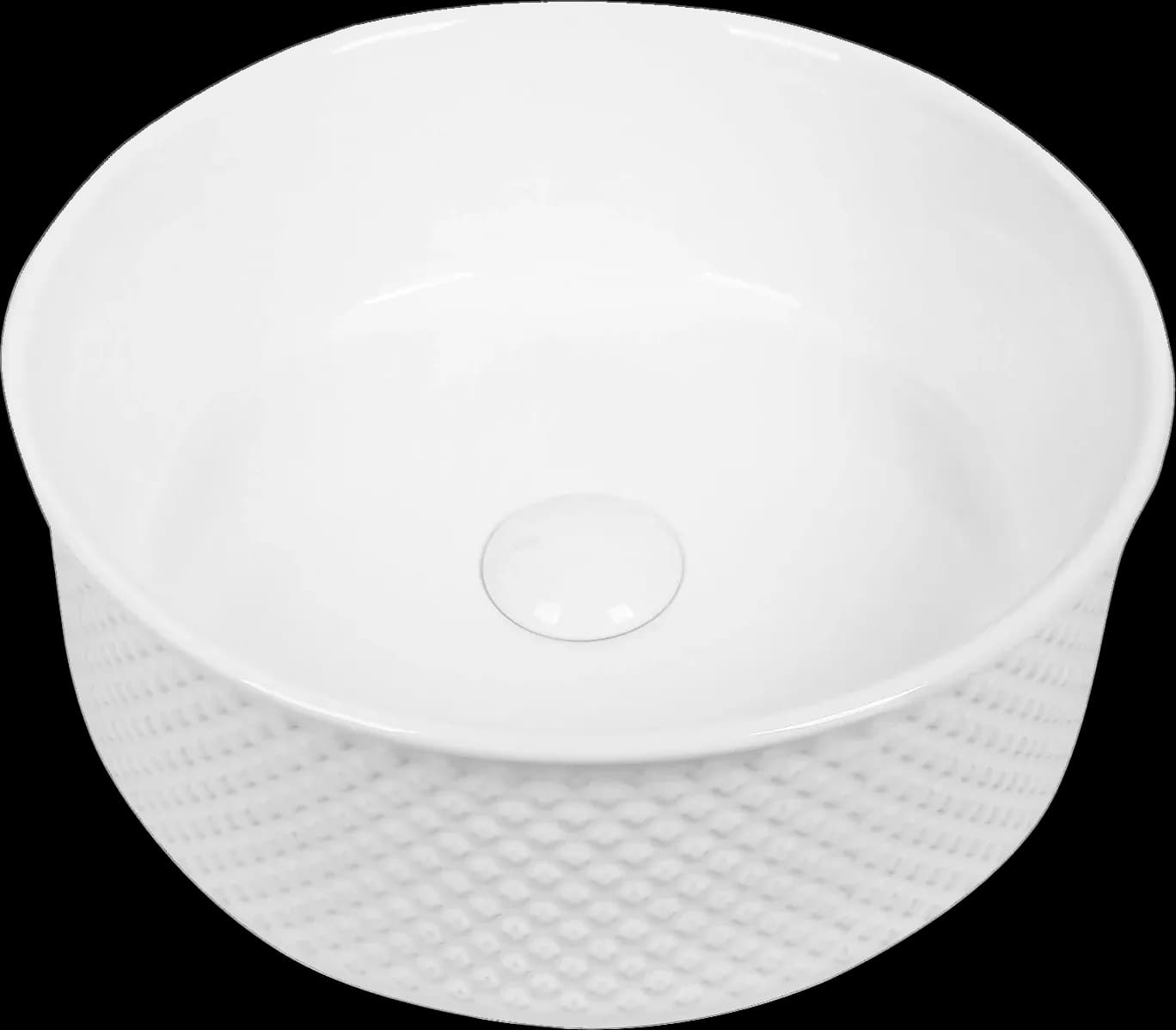 Lavoar ceramic rotund A733 - alb lucios, exterior texturat