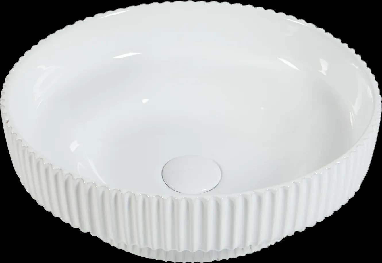 Lavoar ceramic rotund A746 - alb lucios, exterior texturat