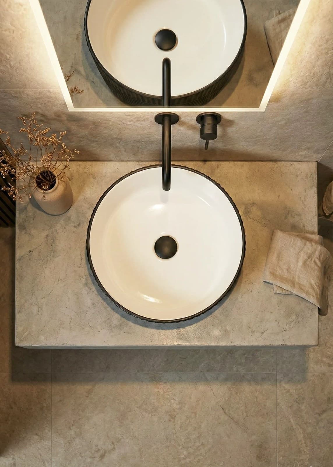 Lavoar ceramic rotund A747-CBKW-MRS - montat