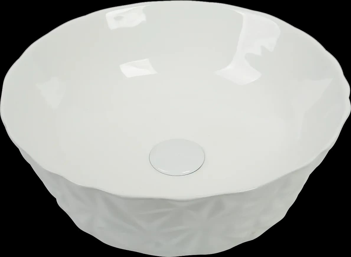 Lavoar ceramic rotund A823 - alb lucios texturat