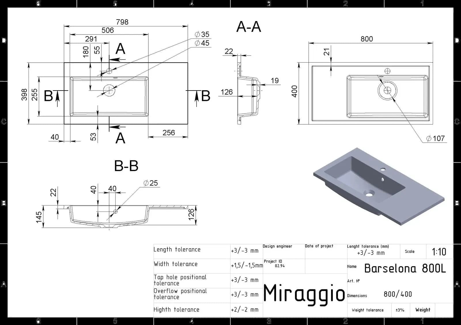 Lavoar pe blat Barcelona 800L, Miraggio