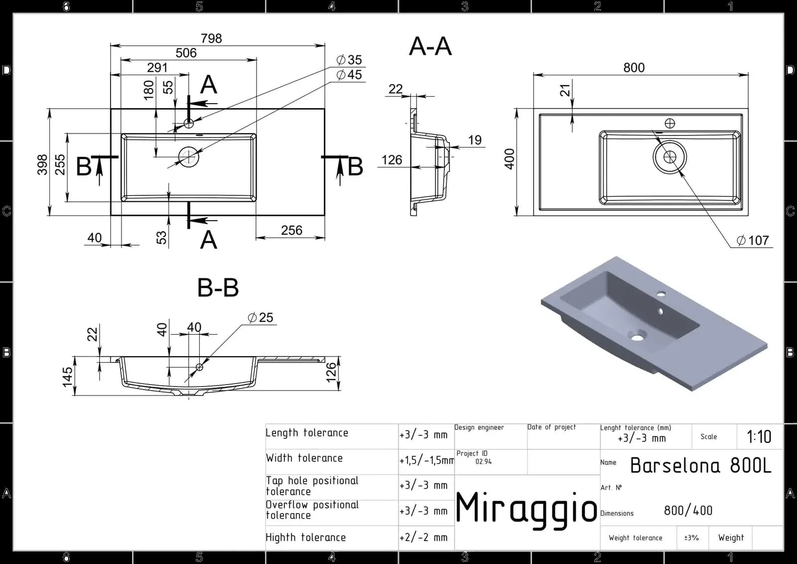 Lavoar pe blat Barcelona 800L, Miraggio