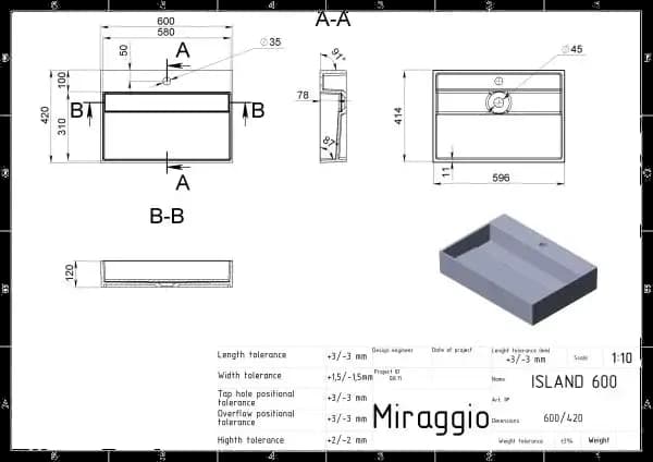 Lavoar pe blat Island 600, Miraggio